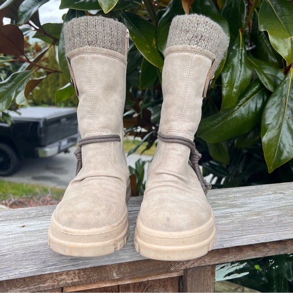Rieker Beige Winter Boots with Knit Cuff - Picture 7 of 8